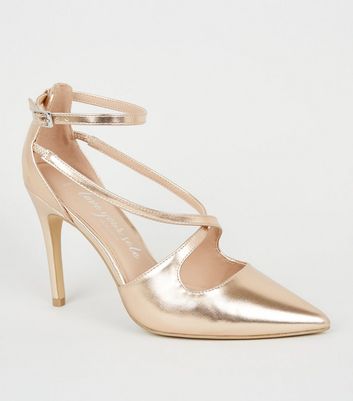 Wide Fit Rose Gold Strappy Heeled 
