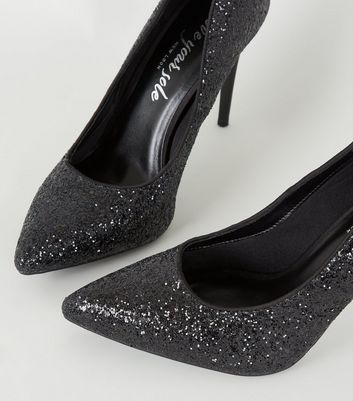 black sparkle court shoes