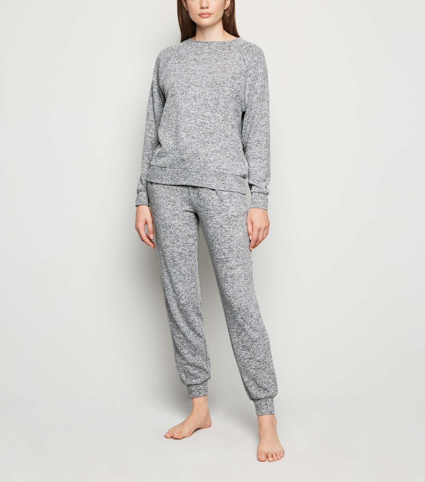 Grey Kinda Care Slogan Pyjama Sweatshirt Image 2