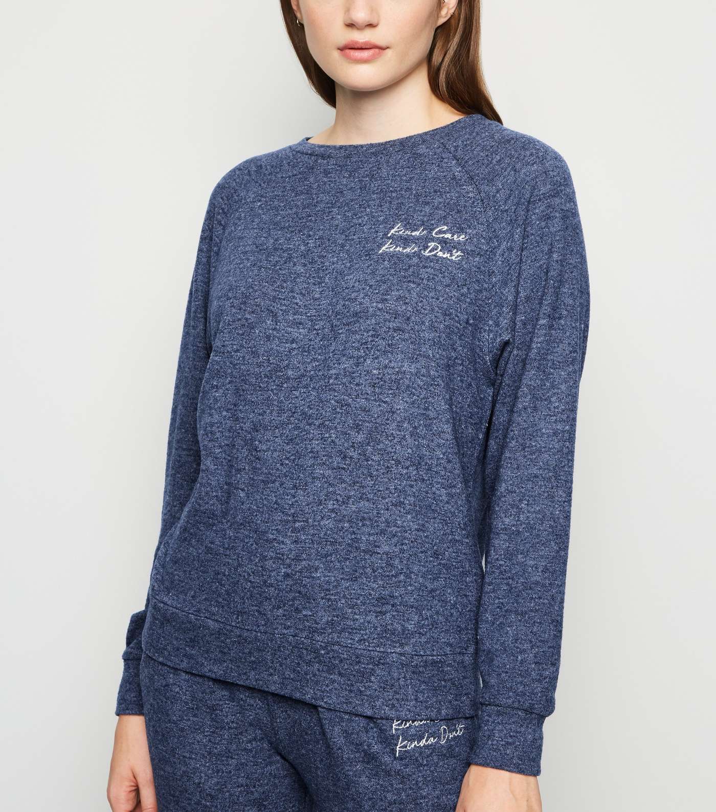 Blue Kinda Care Slogan Pyjama Sweatshirt