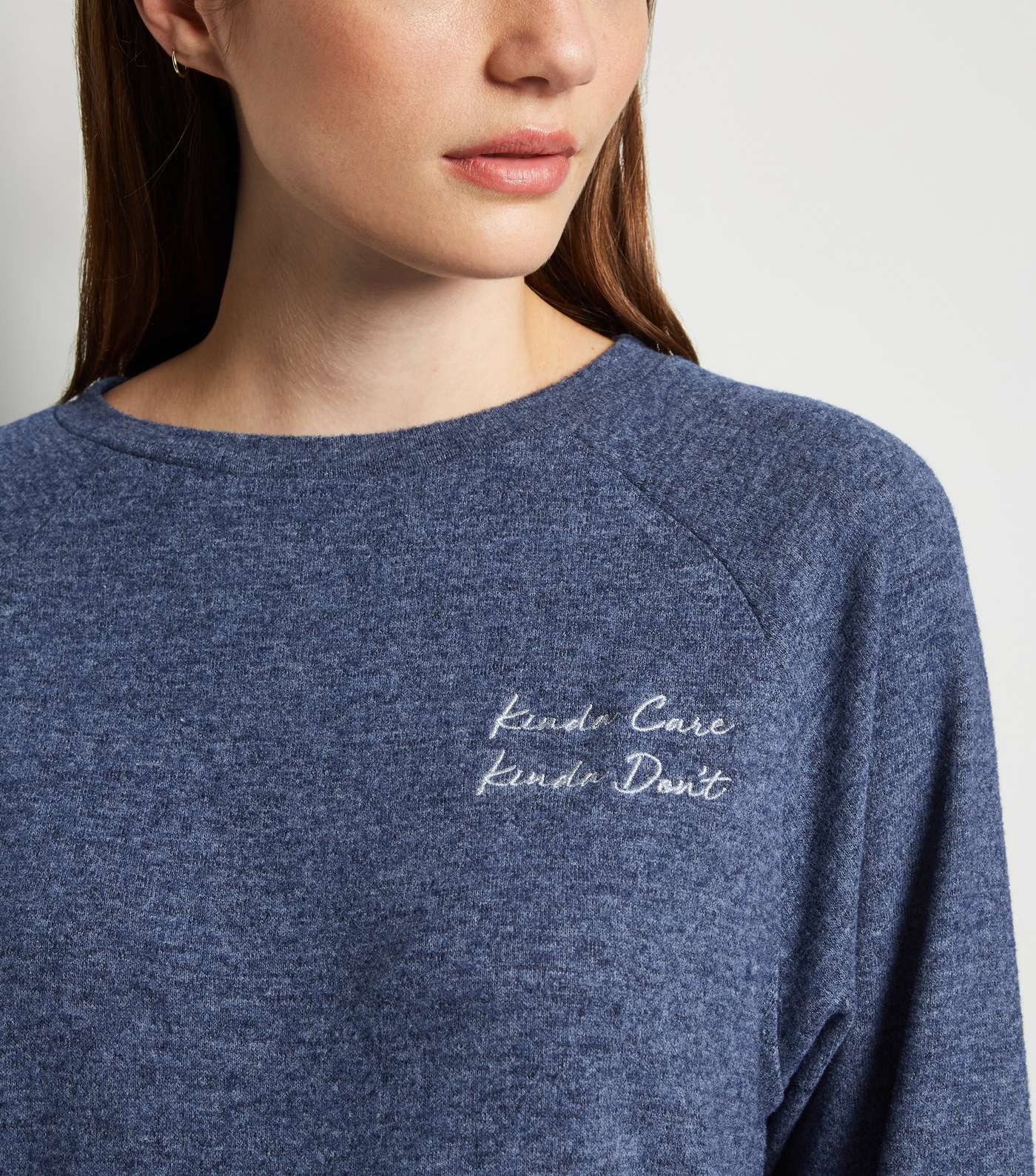 Blue Kinda Care Slogan Pyjama Sweatshirt Image 5