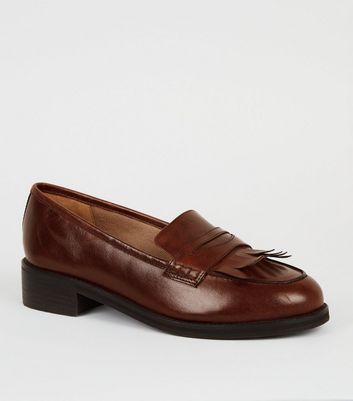 mens wide fit brown loafers