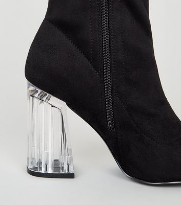 Black booties best sale clear heel