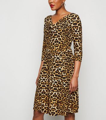 cowl leopard dress