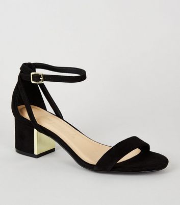 new look wide fit suedette heeled sandal