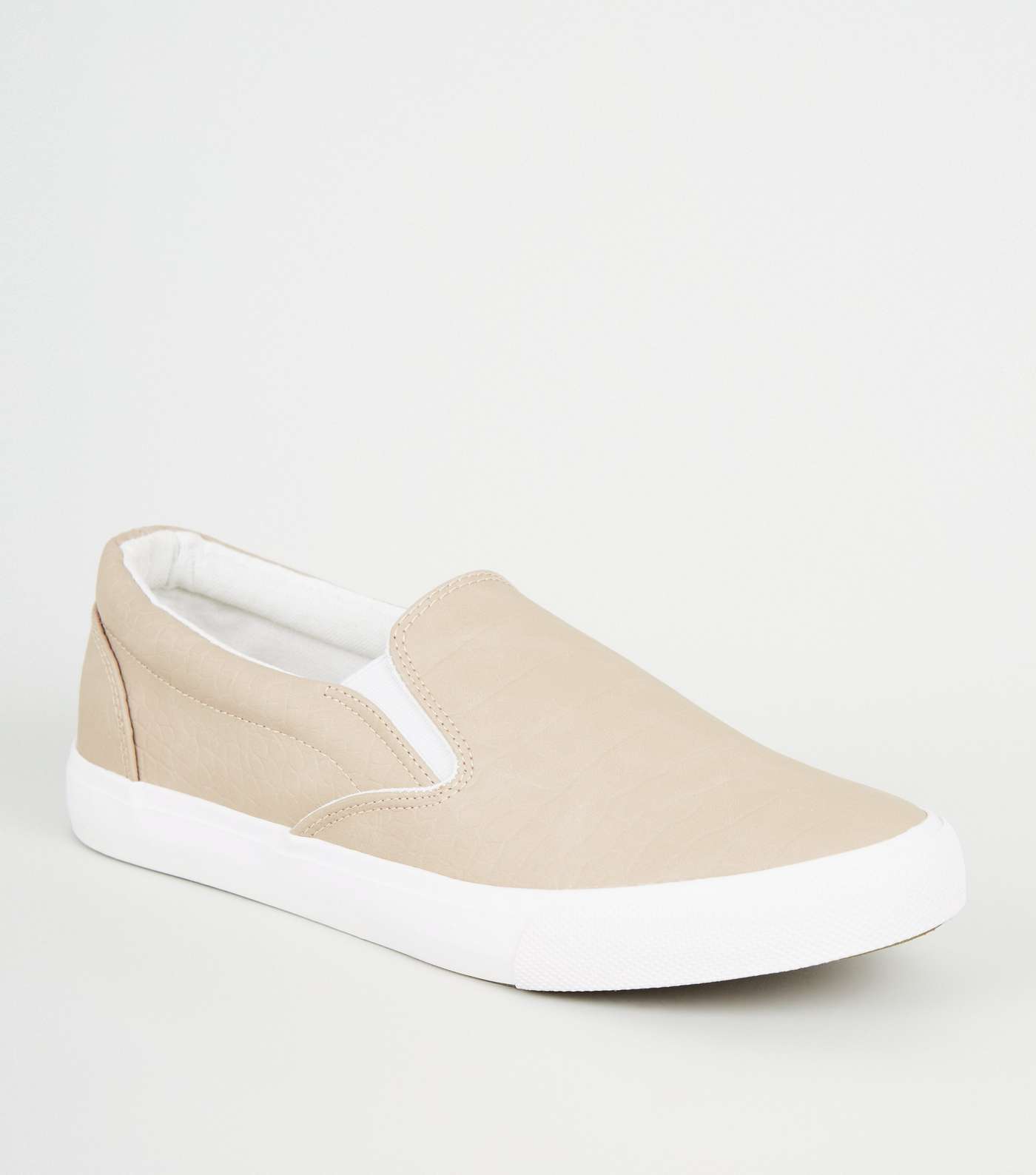 Light Brown Faux Croc Slip On Trainers