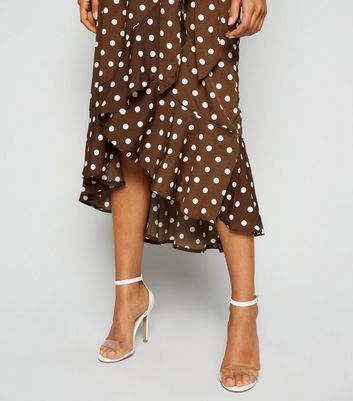 AX Paris Brown Polka Dot Satin Midi Dress