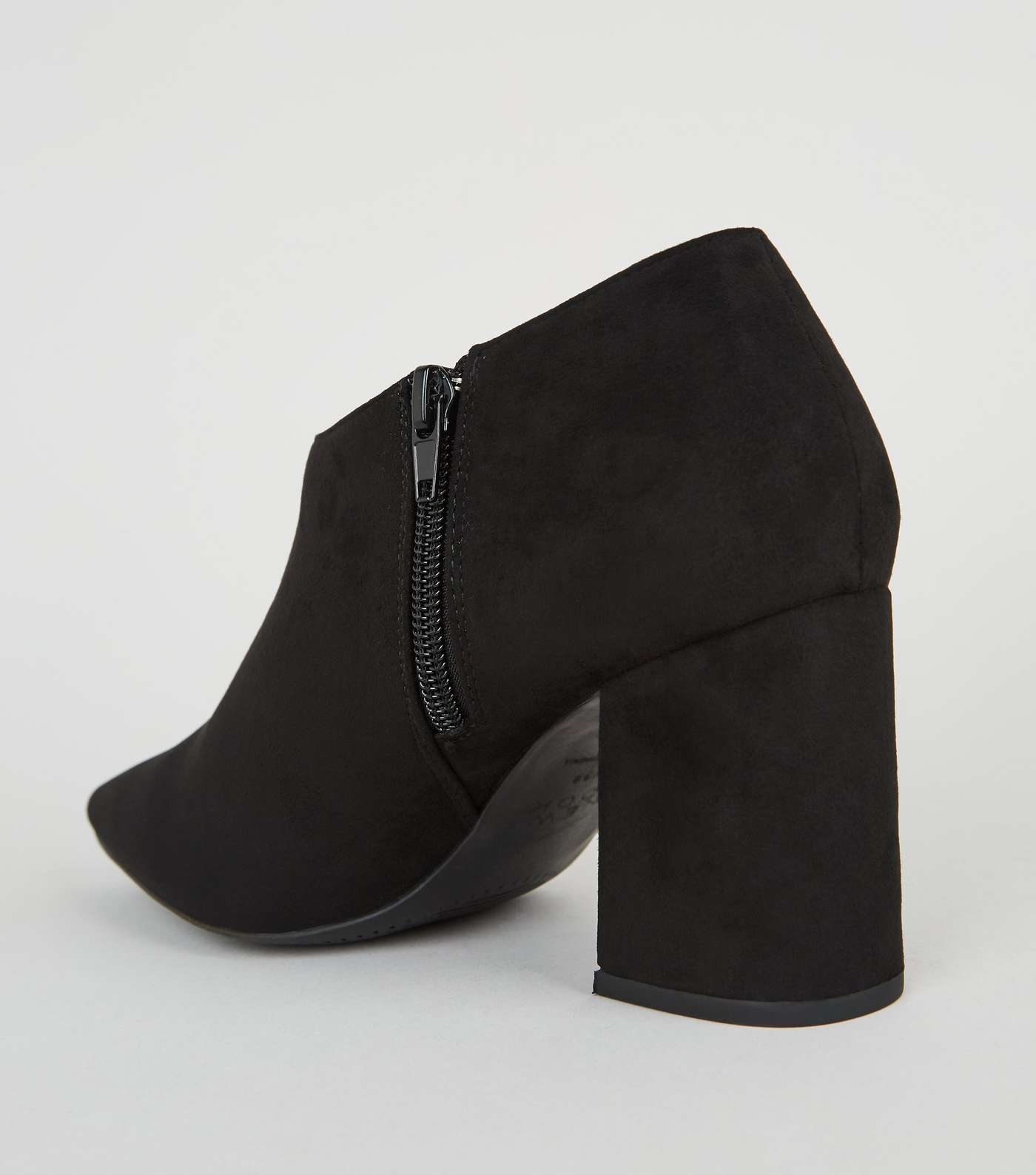 Black Suedette Flared Heel Shoe Boots Image 3