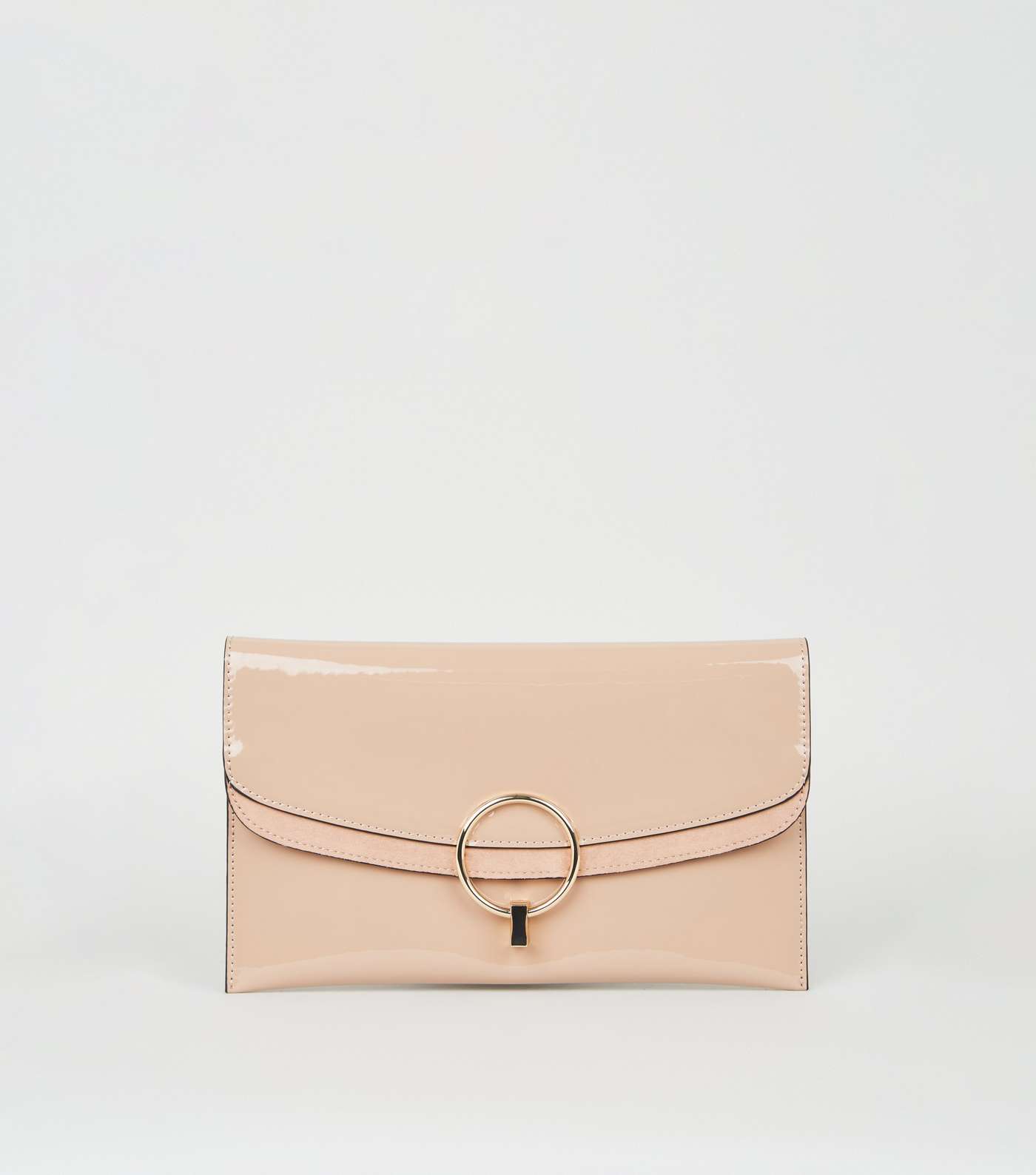 Pale Pink Patent Ring Clutch Bag