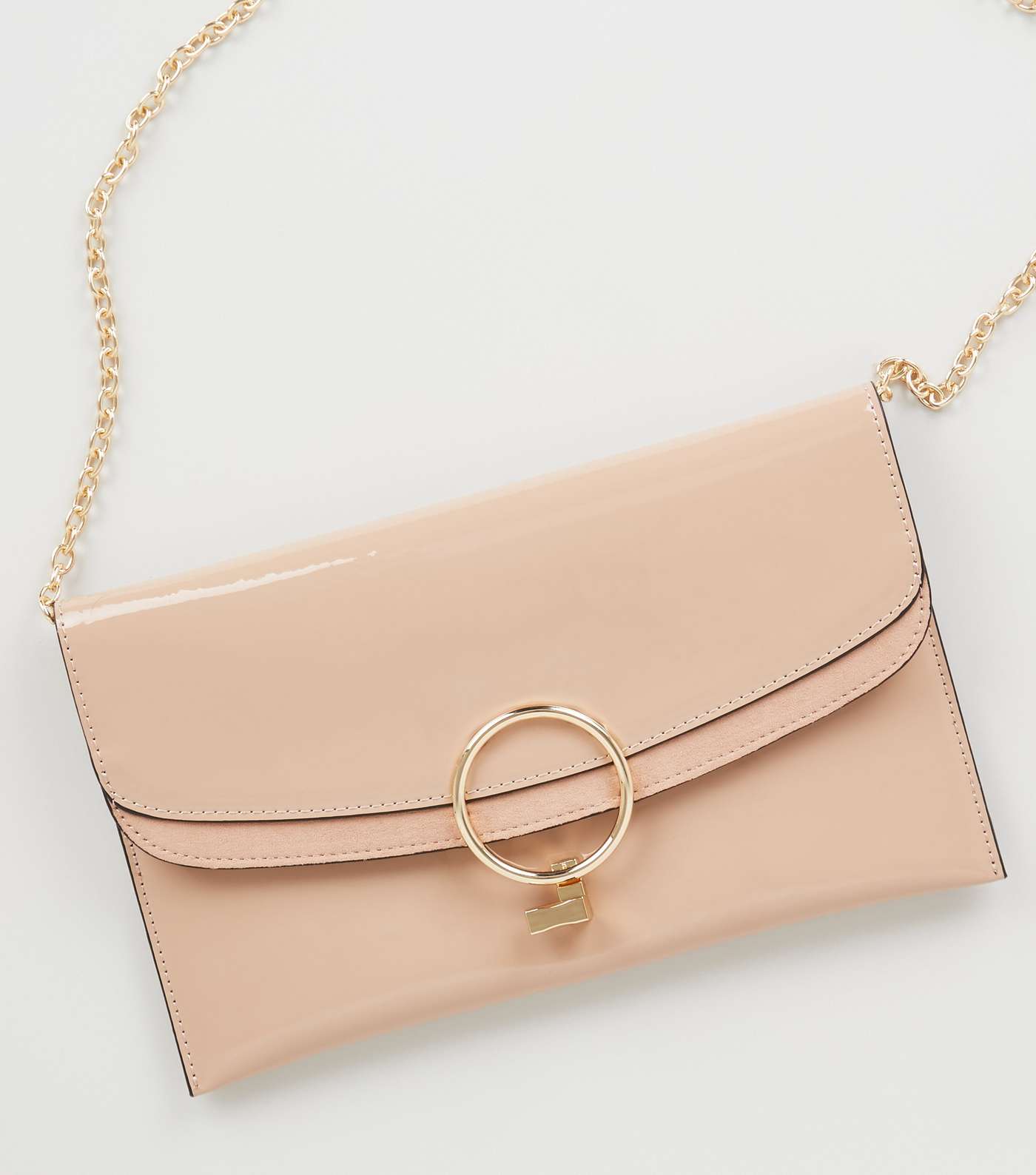 Pale Pink Patent Ring Clutch Bag Image 3