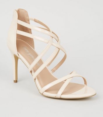 Cream Patent Strappy Stiletto Heels 