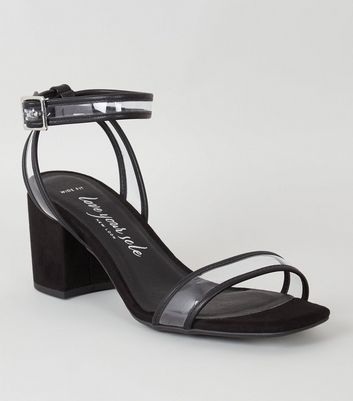 wide fit clear block heel