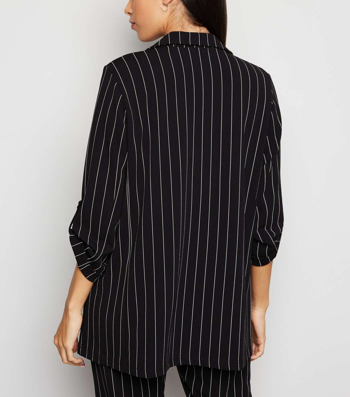 Black Pinstripe Jersey Blazer Image 3
