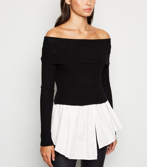 Cameo Rose Black Bardot 2 in 1 Jumper