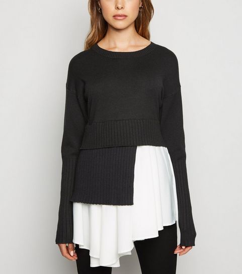 Cameo Rose Black Asymmetric 2 in 1 Jumper