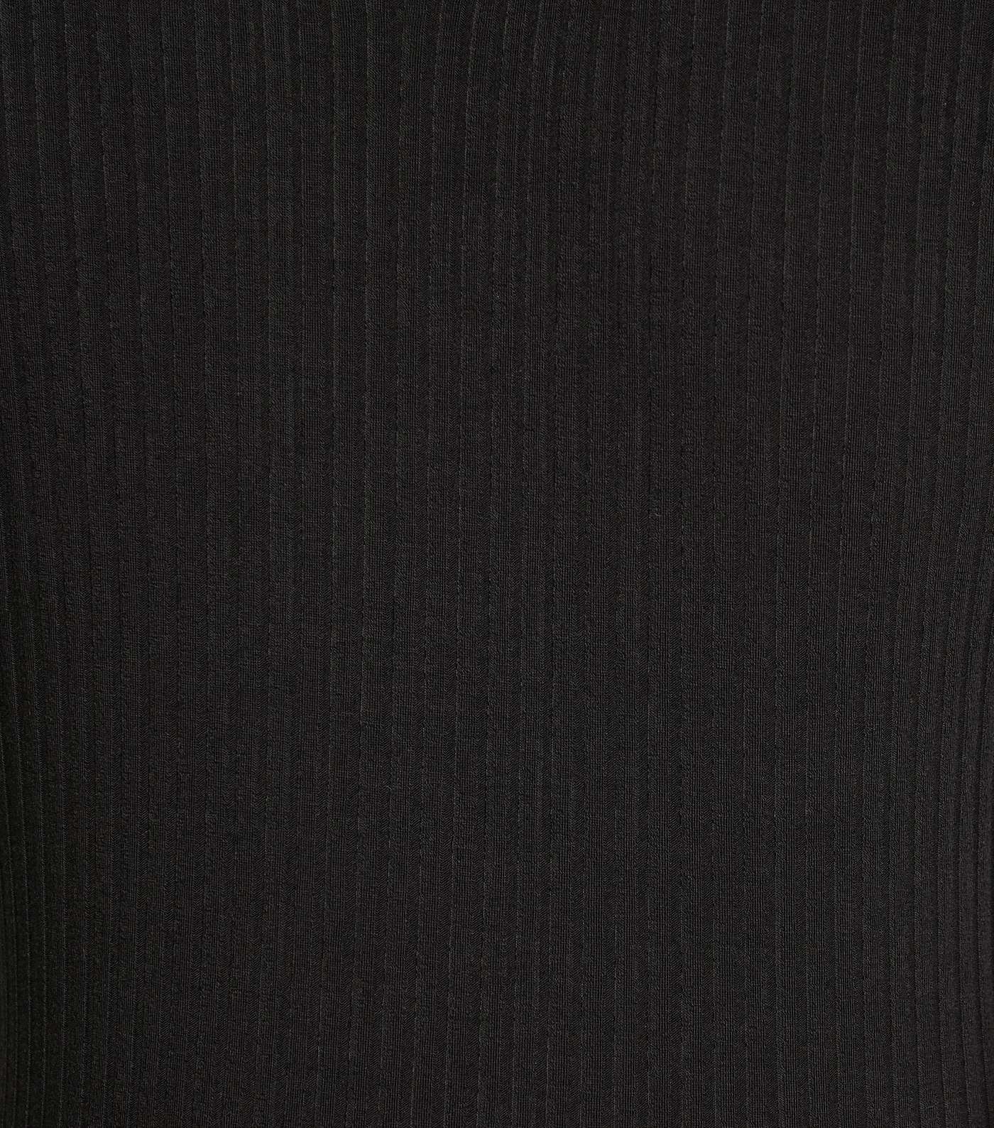 Black Ribbed Frill Trim T-Shirt Image 6