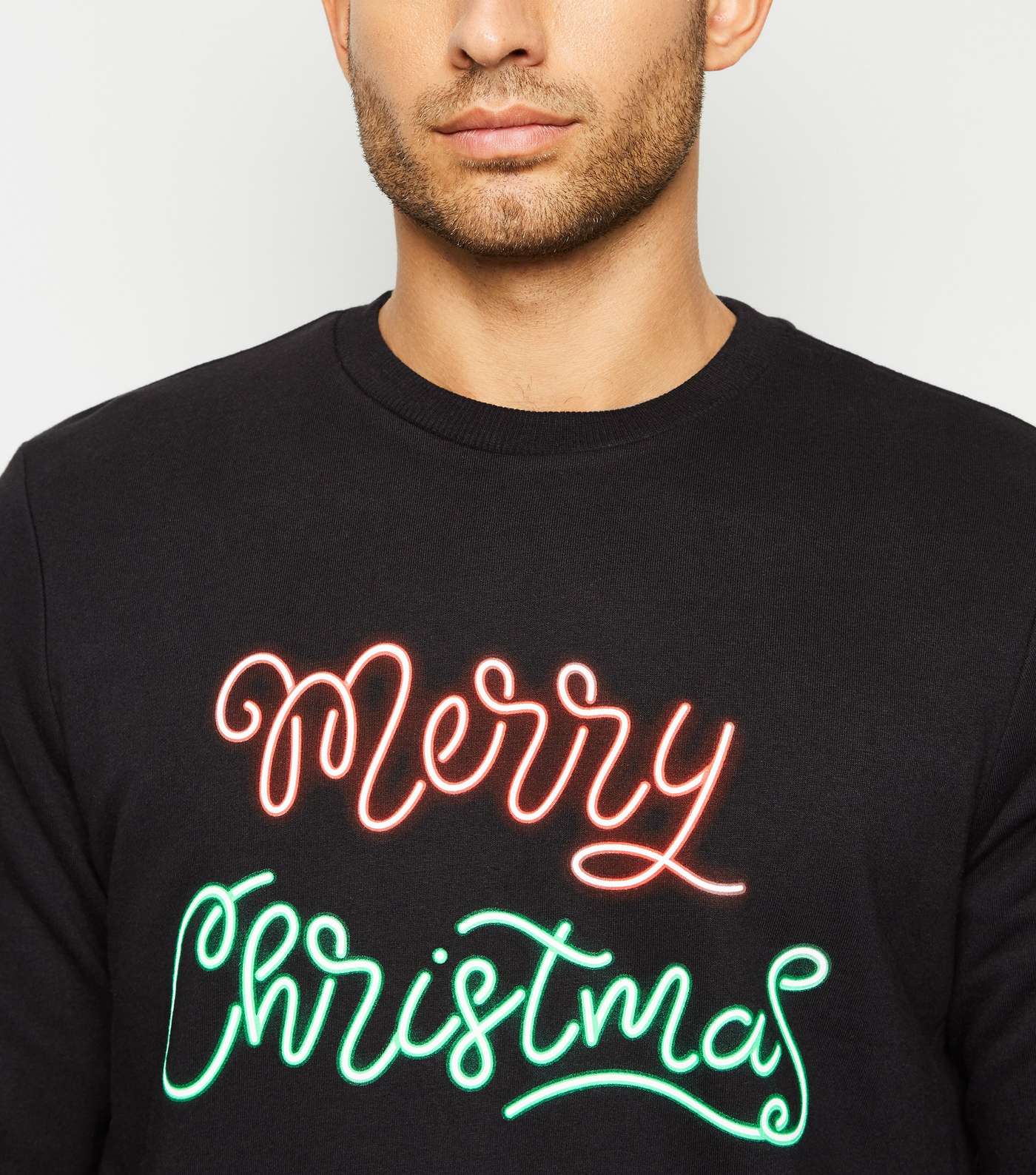 Black Neon Merry Christmas Slogan Sweatshirt Image 5