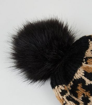 leopard print bobble hat