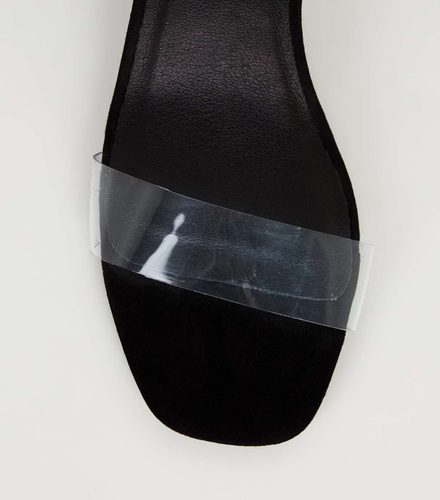 Black Suedette Clear Heel Sandals Image 4