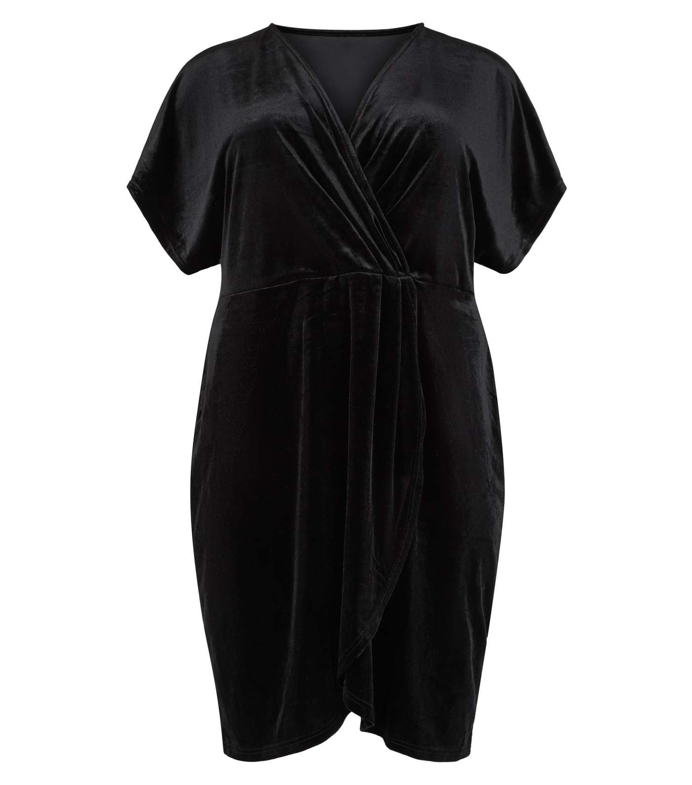 Mela Curves Black Velvet Wrap Dress Image 4