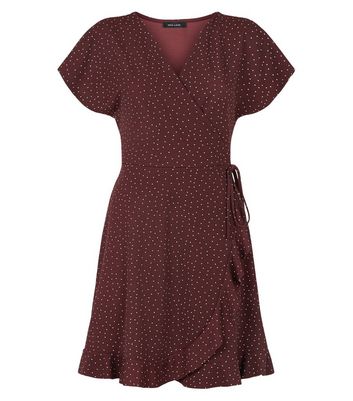 red spot wrap dress