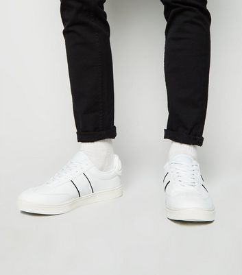 new look white leather look trainers