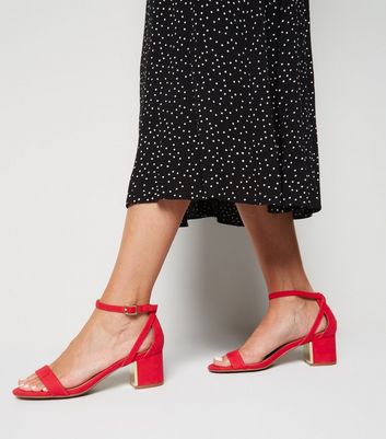 Red low clearance block heels