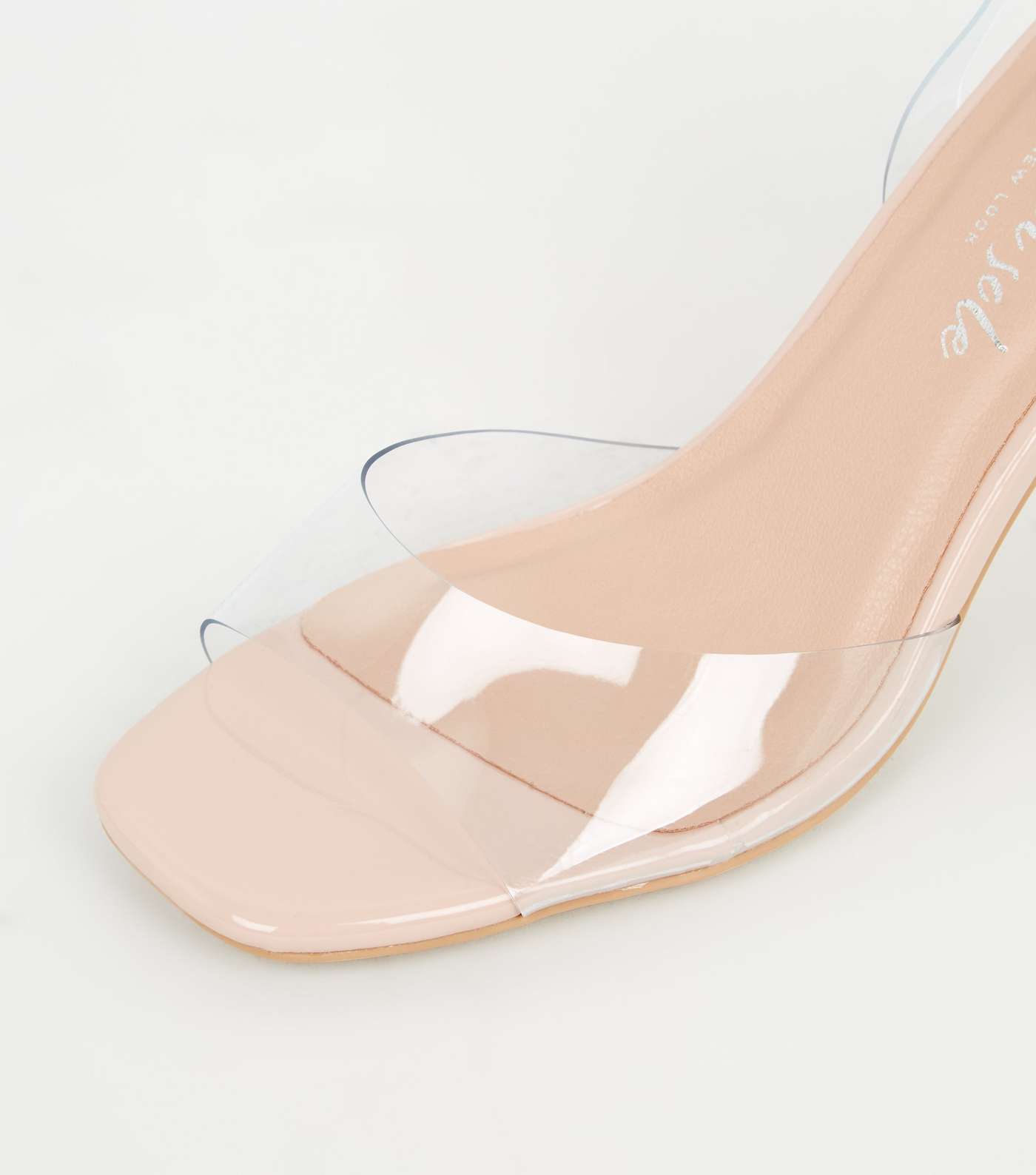 Pale Pink 2 Part Clear Strap Stiletto Heels Image 4