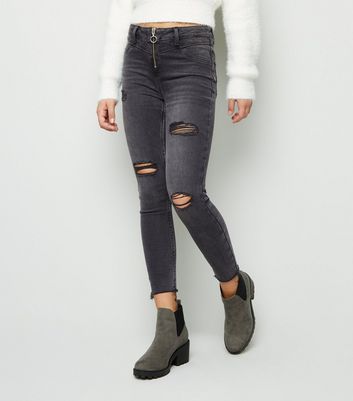 black washed ripped skinny jeans