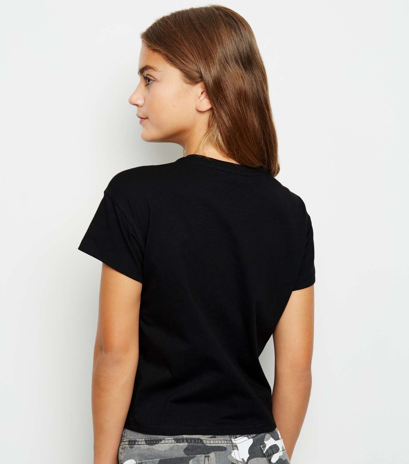 Girls Black Organic Cotton T-Shirt Image 3