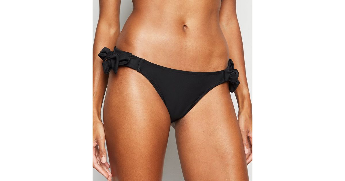 Black Tie Side Hipster Bikini Bottoms