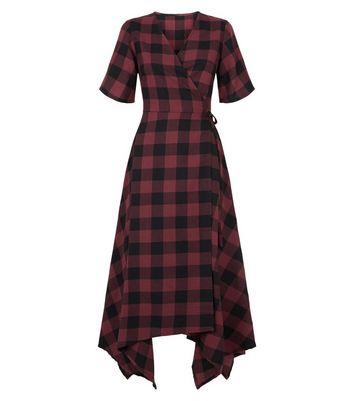 ladies red check dress