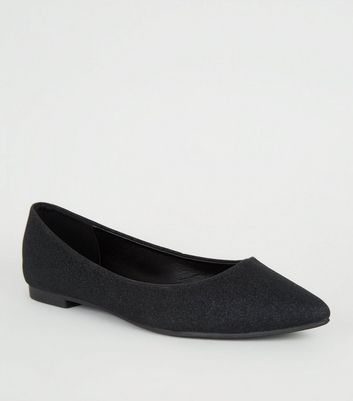 black glitter ballet pumps