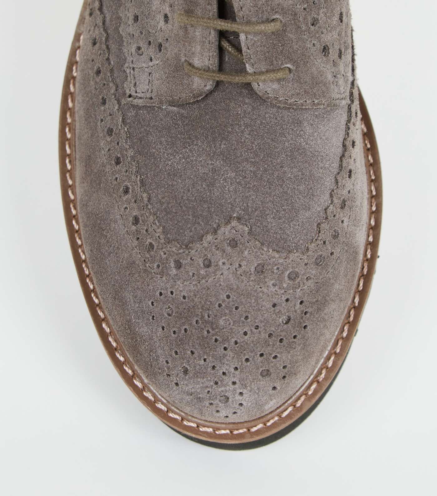 Grey Suede Lace Up Chunky Brogues Image 4