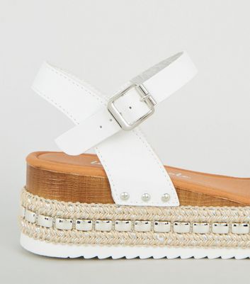 new look white flatforms