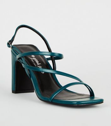 Teal Leather-Look Strappy Slim Block 