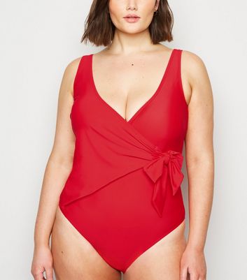 Red store wrap swimsuit