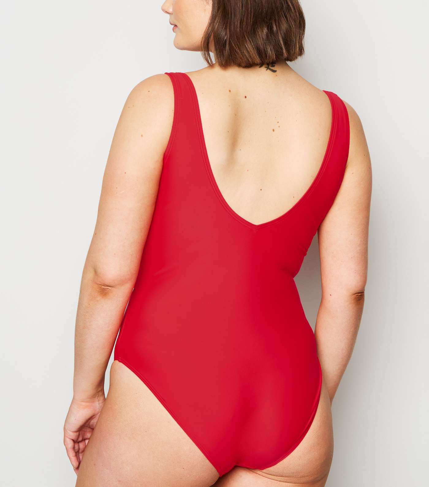 Curves Red Tie Side Wrap Swimsuit Image 2