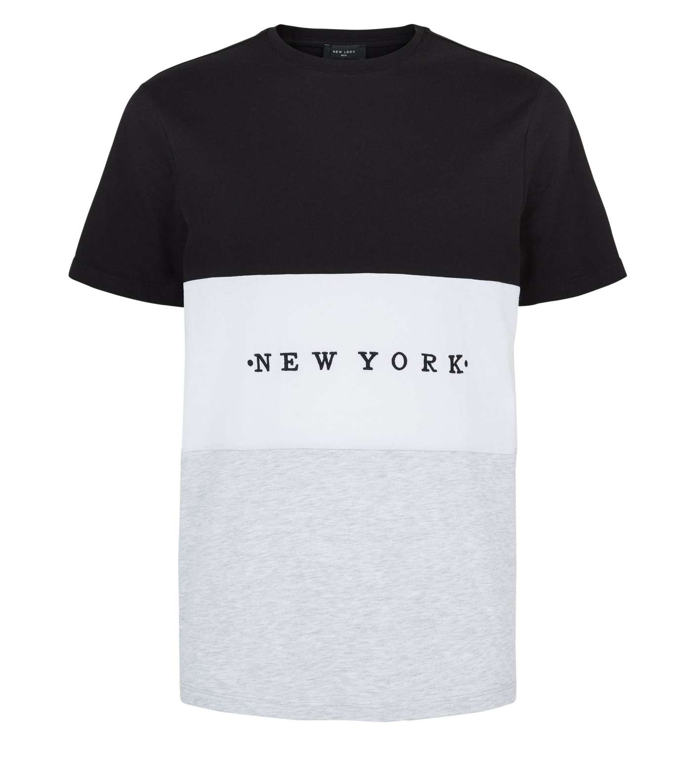 Black Colour Block New York Slogan T-Shirt Image 4