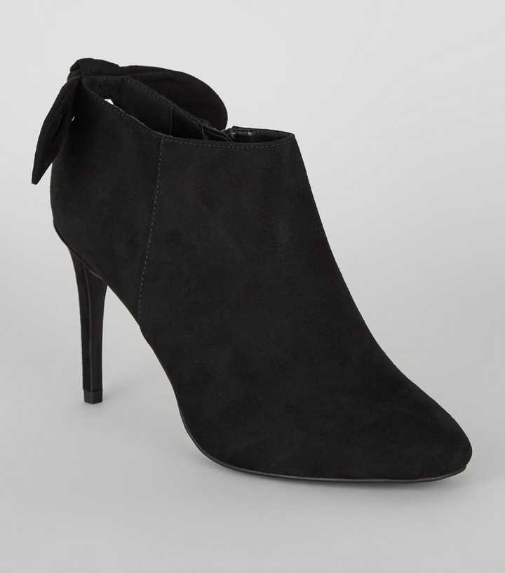 Black Suedette Bow Back Shoe Boots