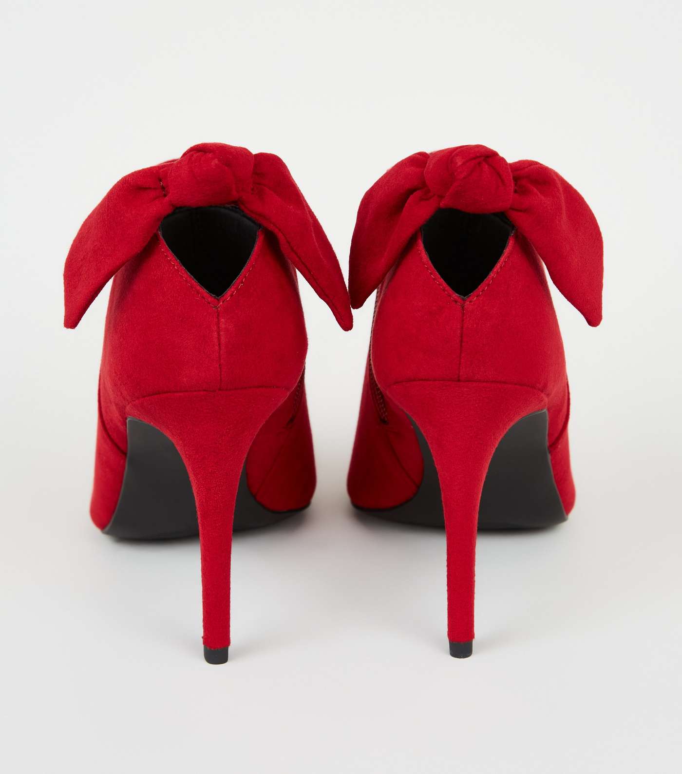 Red Suedette Bow Back Shoe Boots Image 4