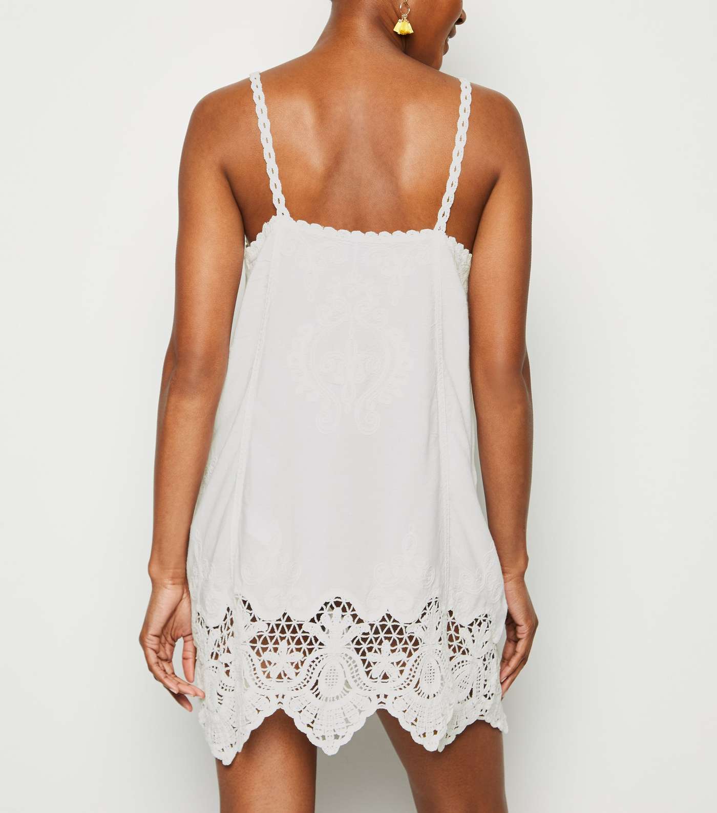 White Crochet Hem Swing Beach Dress Image 3