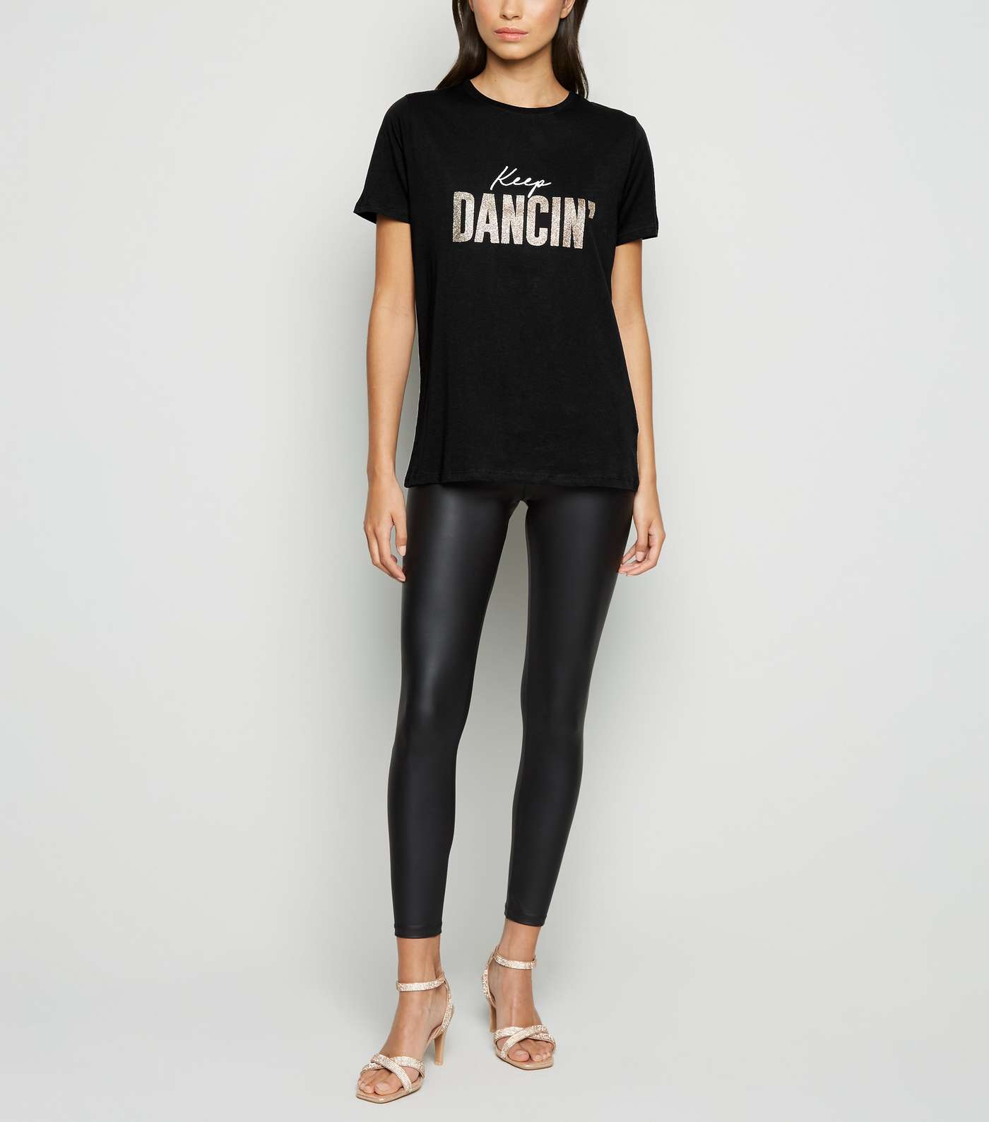 Black Keep Dancin' Slogan T-Shirt Image 2