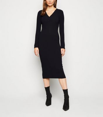 new look black ribbed dress