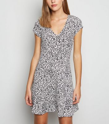 new look white leopard print dress