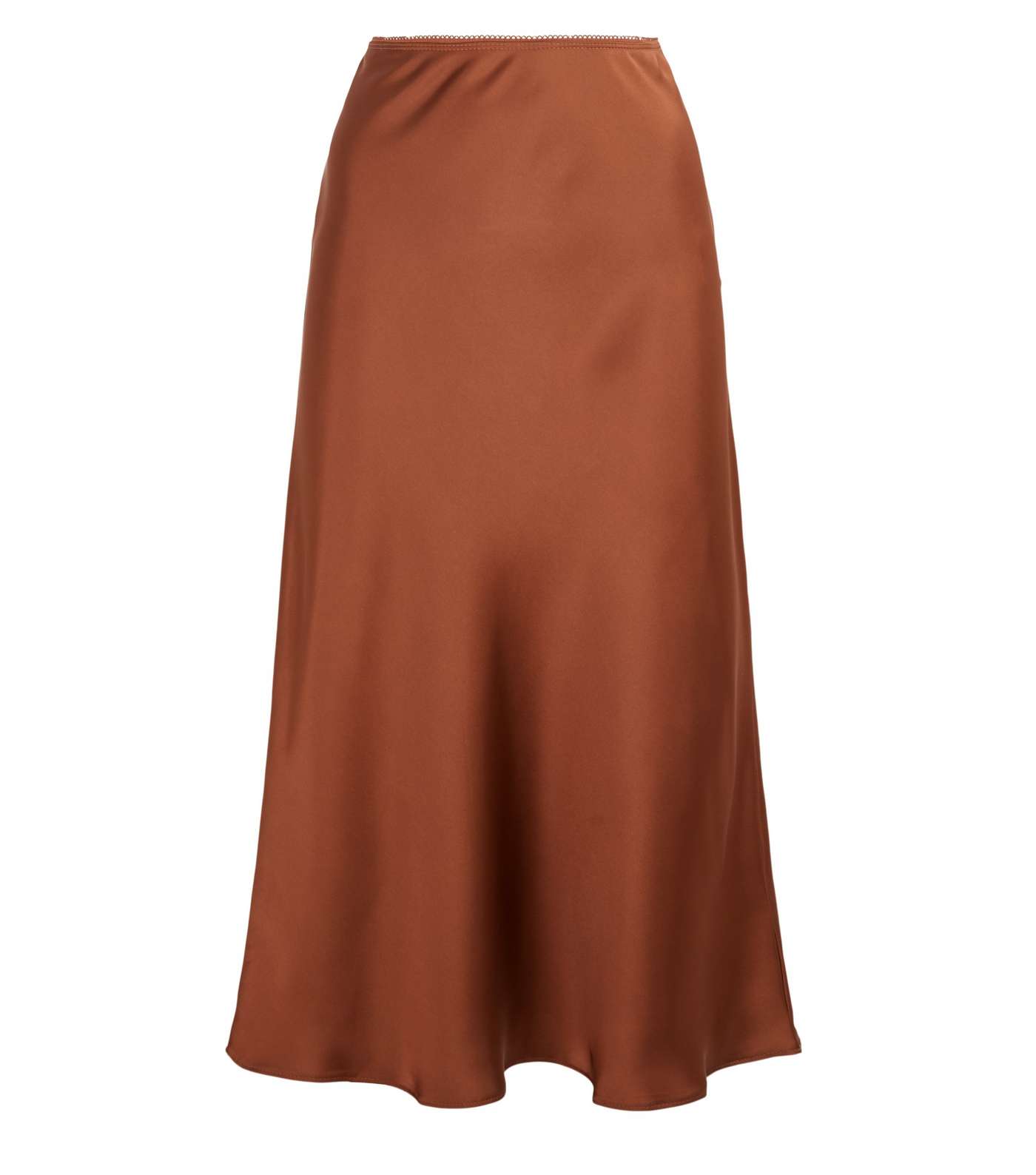 JDY Rust Satin Midi Skirt Image 4