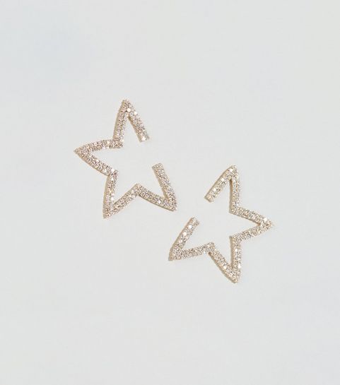 Gold Diamanté Star Hanging Earrings