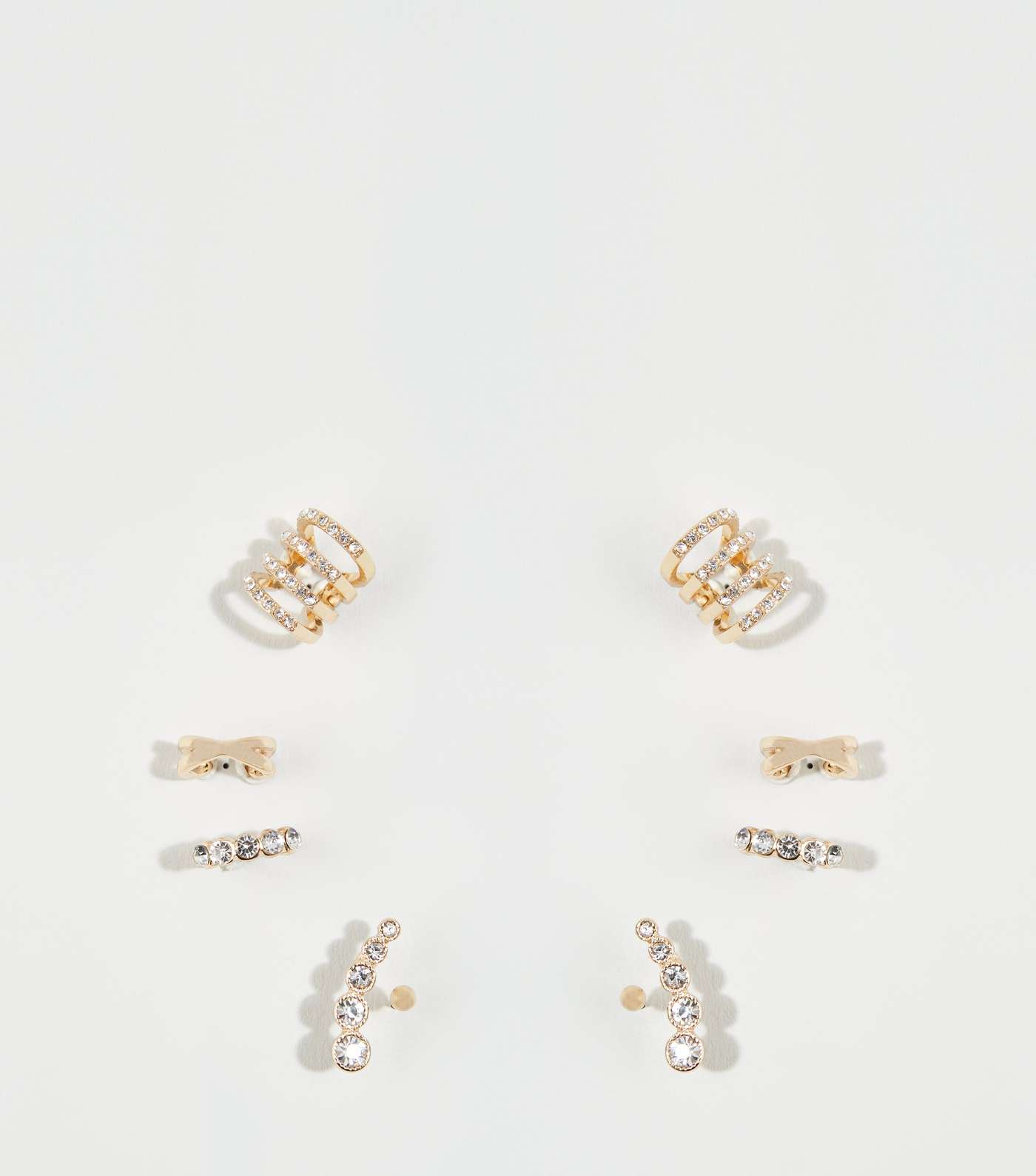 5 Pack Gold Diamanté Mixed Earrings