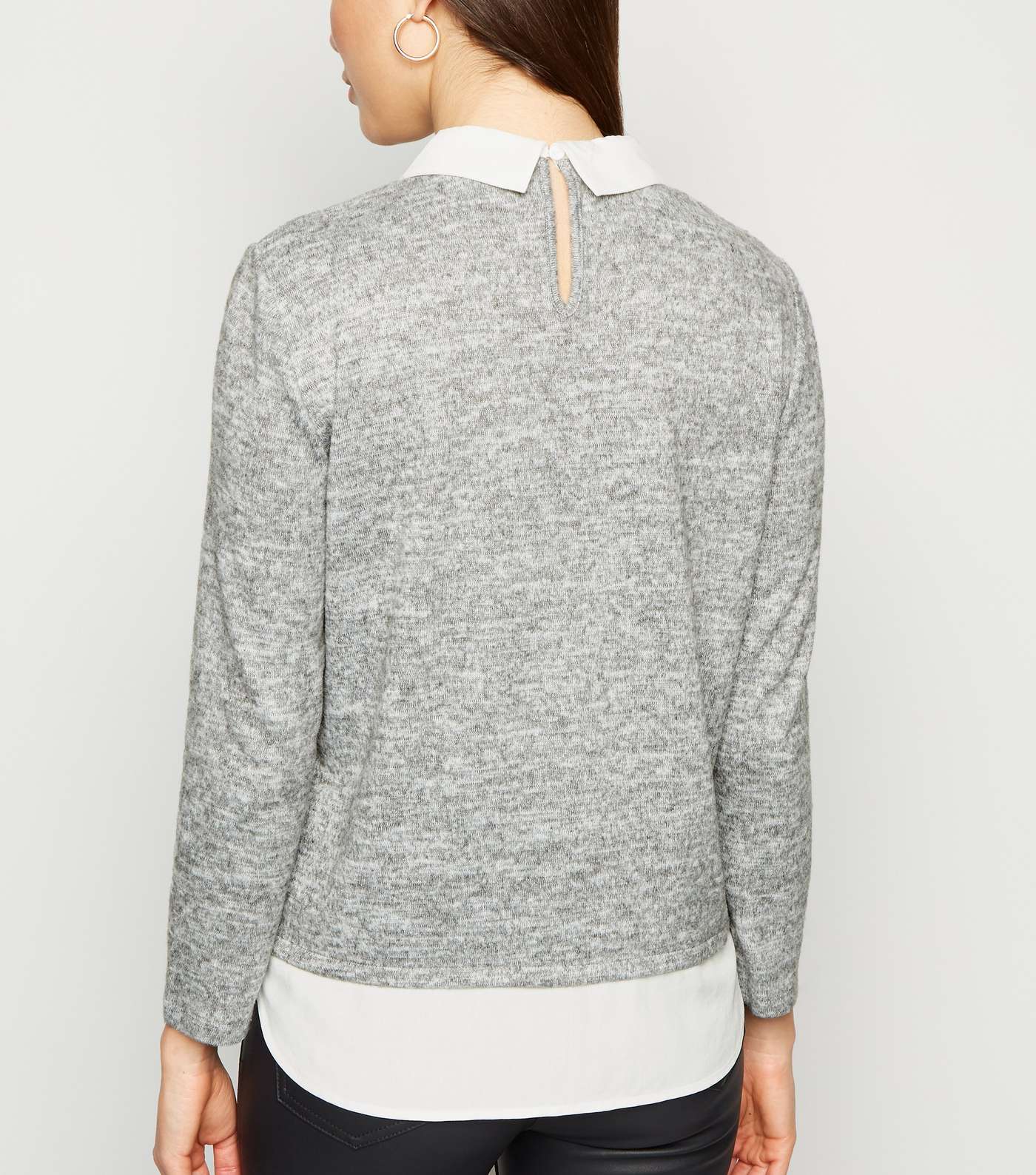 JDY Pale Grey 2 In 1 Collared Jumper Image 3