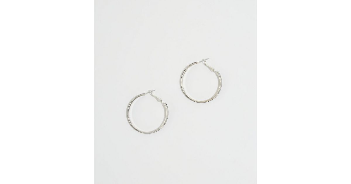 Black Glitter Hoop Earrings New Look